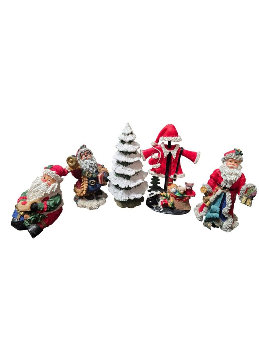 6 Christmas Figurines Santa Claus Holiday Tabletop Decor